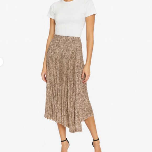 Sanctuary Asymmetric Hem Skirt Women's Size Large Neutral Pleated - Picture 1 of 6